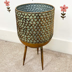 39.5cm Vintage Style Indoor Floor Planter – Gold