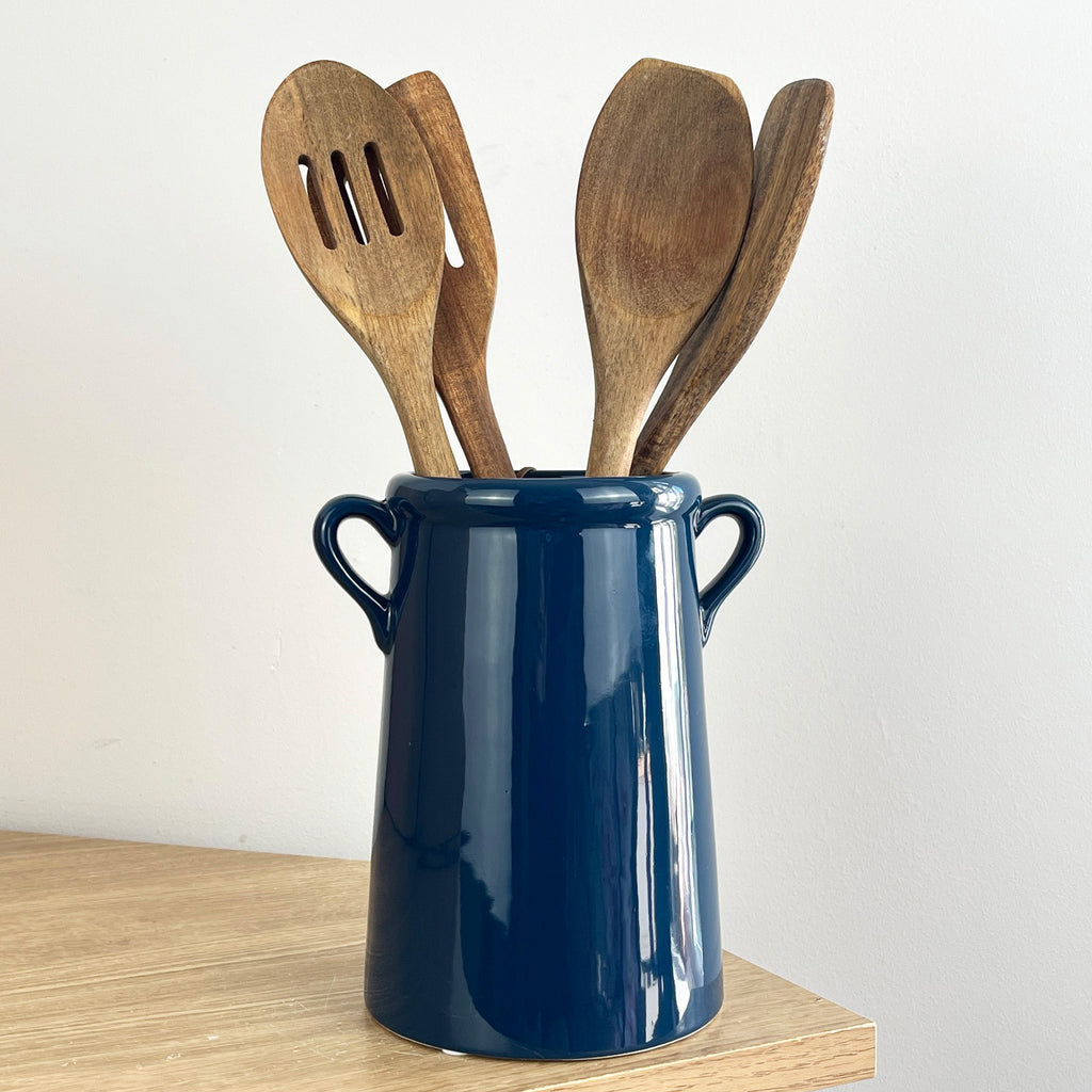 18cm Deep Blue Utensil Pot Holder Ceramic