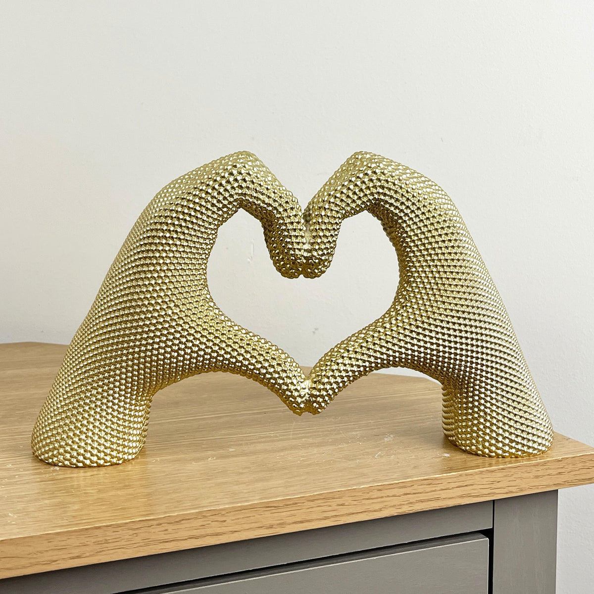 30.5cm x 17cm Large Gold Heart Hands Ornament - Resin