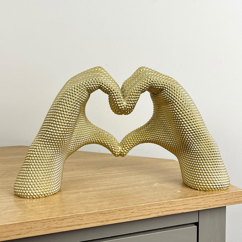 30.5cm x 17cm Large Gold Heart Hands Ornament - Resin