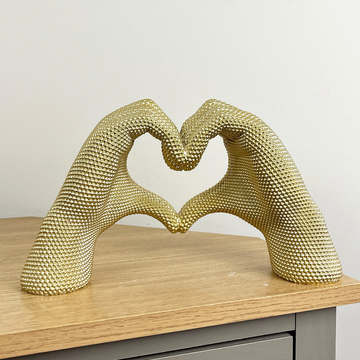 30.5cm x 17cm Large Gold Heart Hands Ornament - Resin