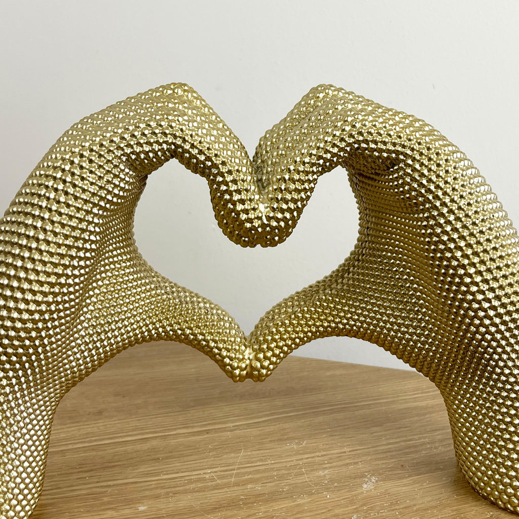 30.5cm x 17cm Large Gold Heart Hands Ornament - Resin
