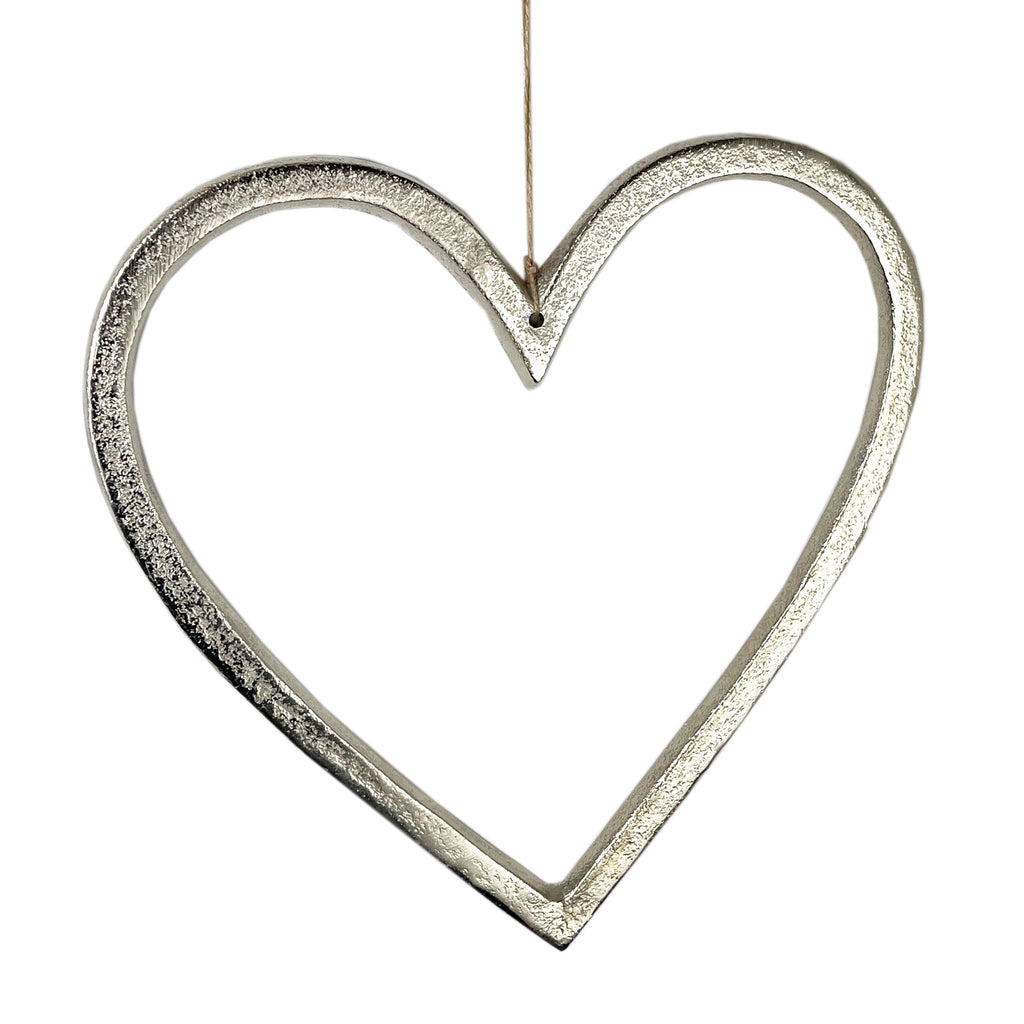 29cm Large Metal Hanging Heart Decoration – Aluminium