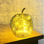 12.5cm Green Crackle Glass Apple LED Light Up Ornament
