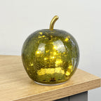 12.5cm Green Crackle Glass Apple LED Light Up Ornament