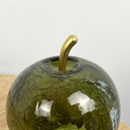 12.5cm Green Crackle Glass Apple LED Light Up Ornament