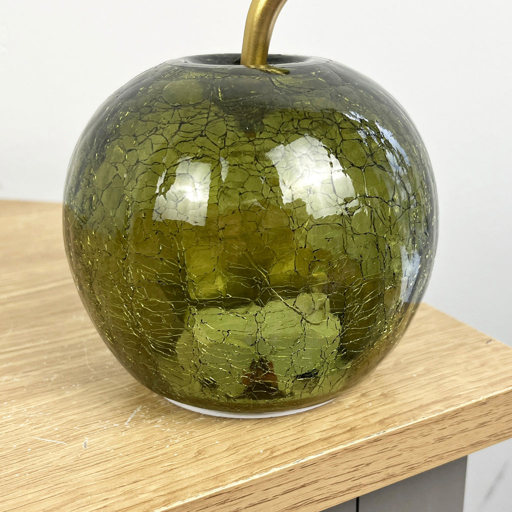 12.5cm Green Crackle Glass Apple LED Light Up Ornament