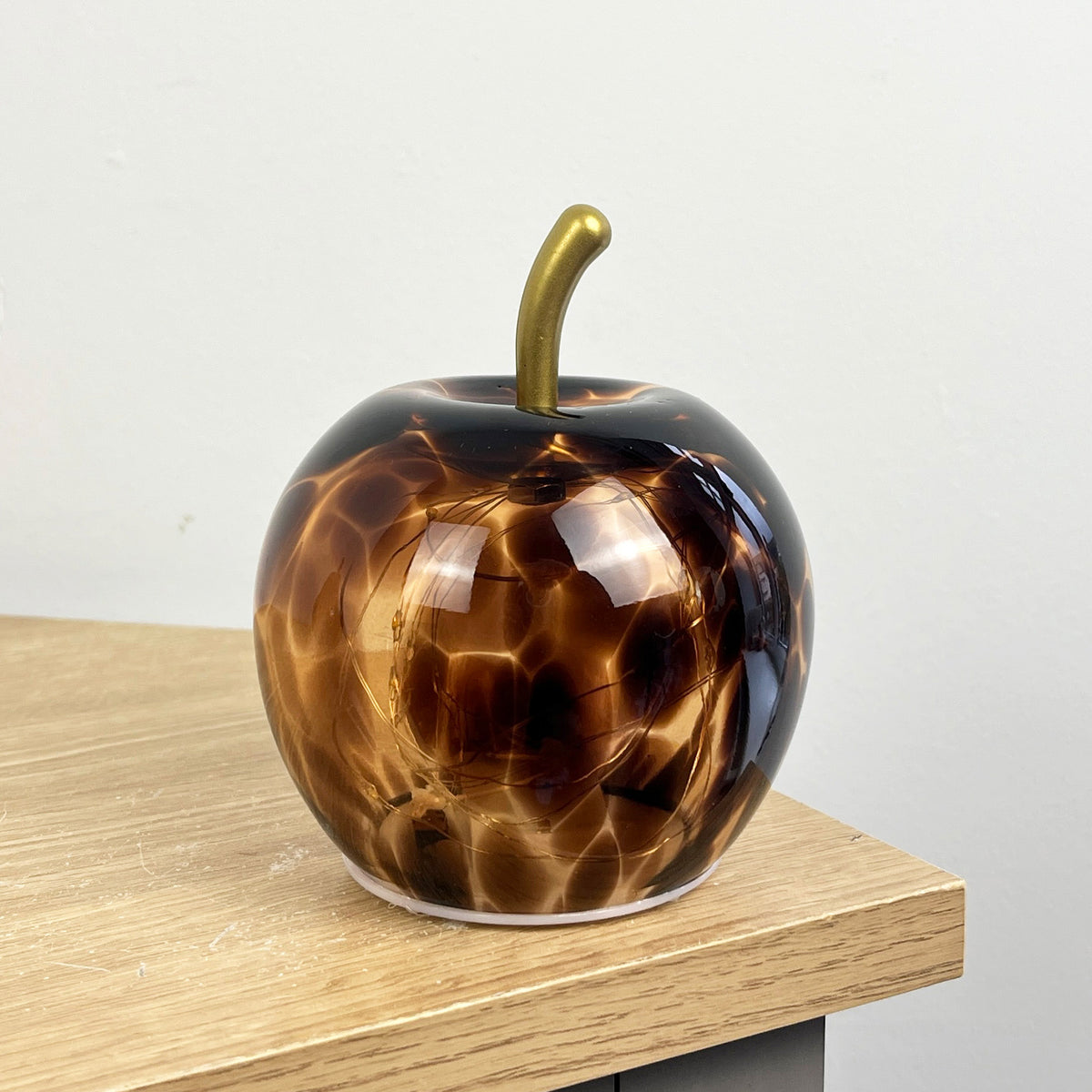 12cm 'Leopard Print' Glass Apple LED Light Up Ornament