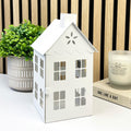 25.5cm Large White Metal House Candle Holder