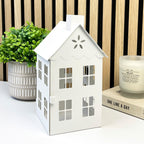 25.5cm Large White Metal House Candle Holder