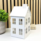 25.5cm Large White Metal House Candle Holder