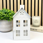 25.5cm Large White Metal House Candle Holder