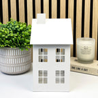 25.5cm Large White Metal House Candle Holder