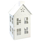 25.5cm Large White Metal House Candle Holder