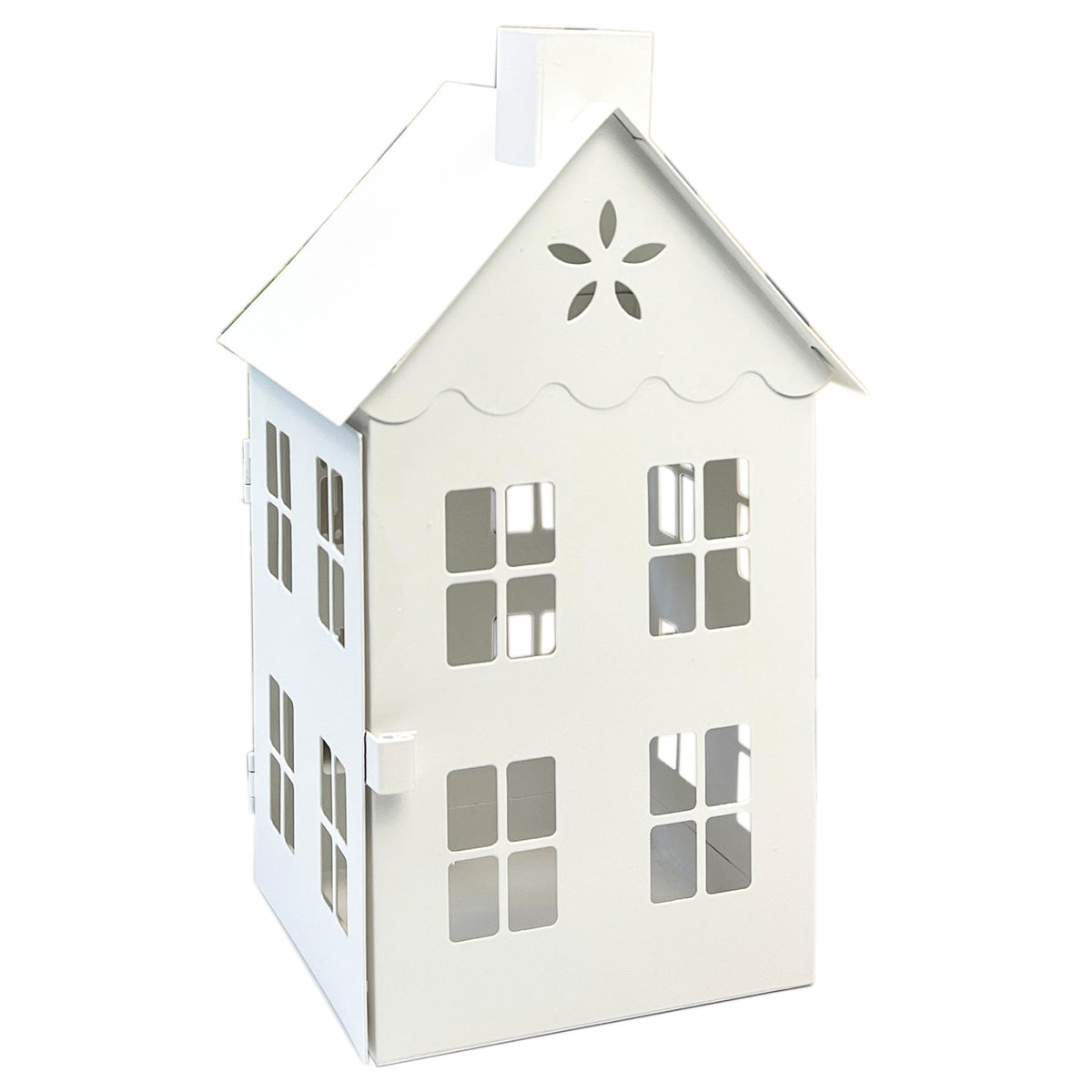 25.5cm Large White Metal House Candle Holder