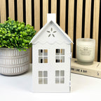25.5cm Large White Metal House Candle Holder