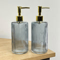 2 x 400ml Glass Lotion Dispenser with Pump - Grey