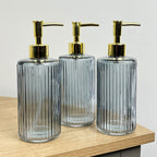 3 x 400ml Glass Lotion Dispenser with Pump - Grey