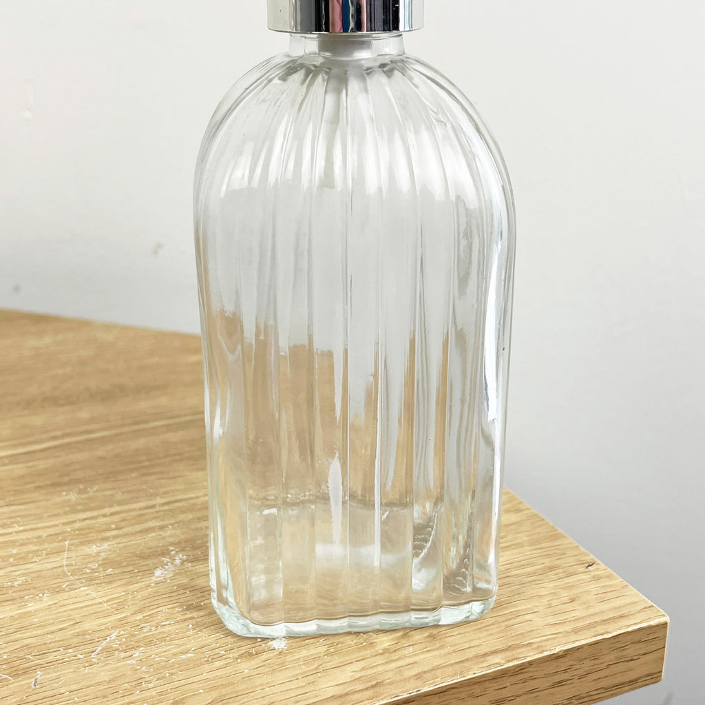 3 x 0.4 Litre Ribbed Glass Soap Dispenser with Pump - Clear
