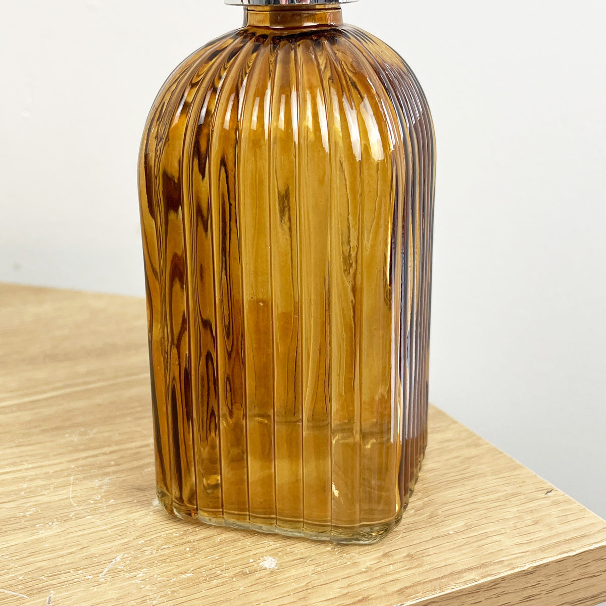 2 x 0.4 Litre Ribbed Glass Soap Dispenser with Pump - Amber
