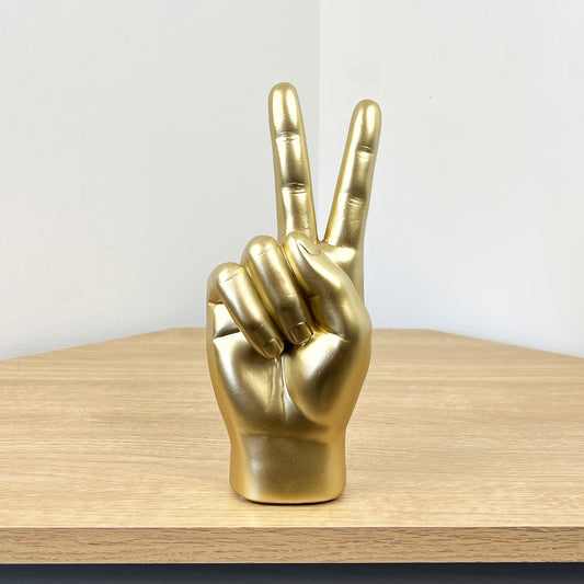 21.5cm Gold Peace Hand Sign Ornament - Resin