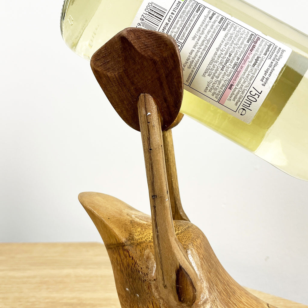 Handmade Wooden Duck Wine Bottle Holder