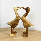 26cm Kissing Ducks Ornament - Wood