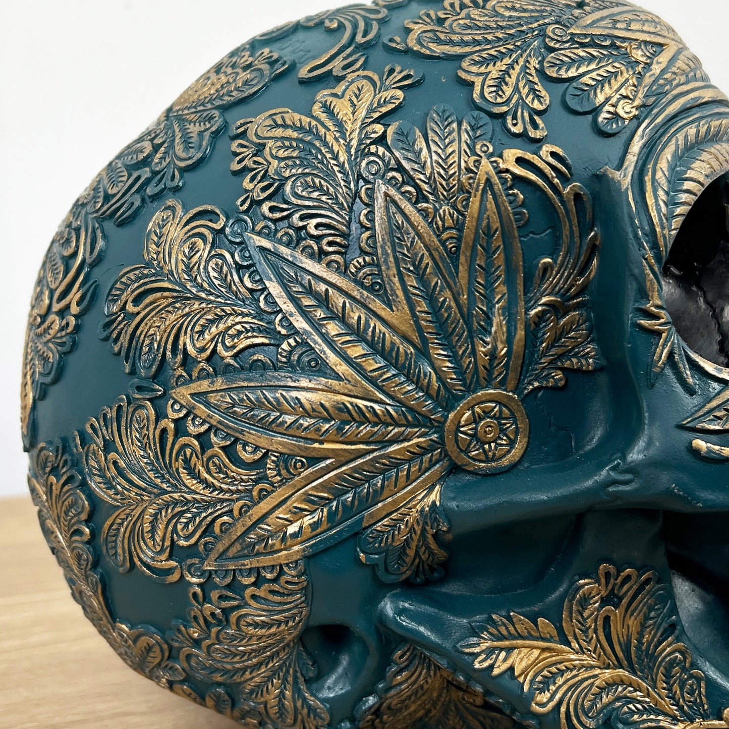 20cm Large Aztec Skull Ornament - Resin