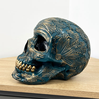 20cm Large Aztec Skull Ornament - Resin