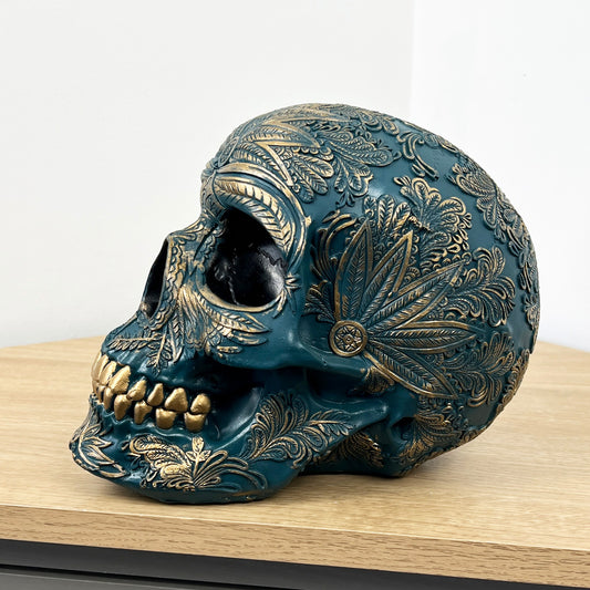 20cm Large Aztec Skull Ornament - Resin