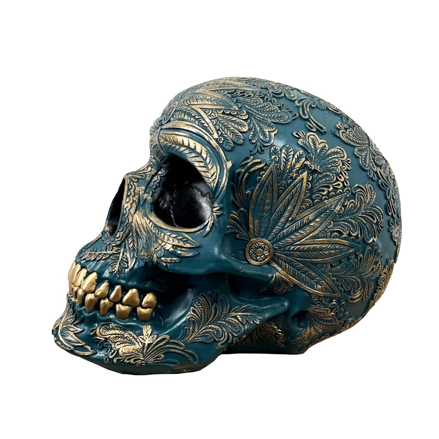 20cm Large Aztec Skull Ornament - Resin