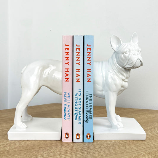 White French Bulldog Bookends - Resin