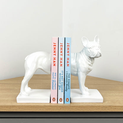 White French Bulldog Bookends - Resin