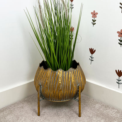 28cm Tall Large Indoor Floor Planter - Gold