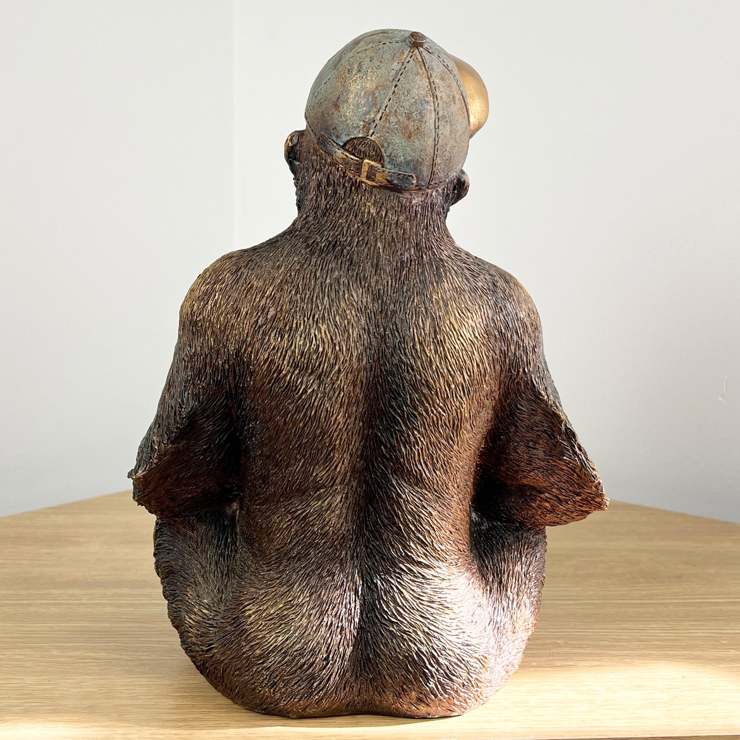 Large Bronze Gorilla in Cap Ornament - Resin