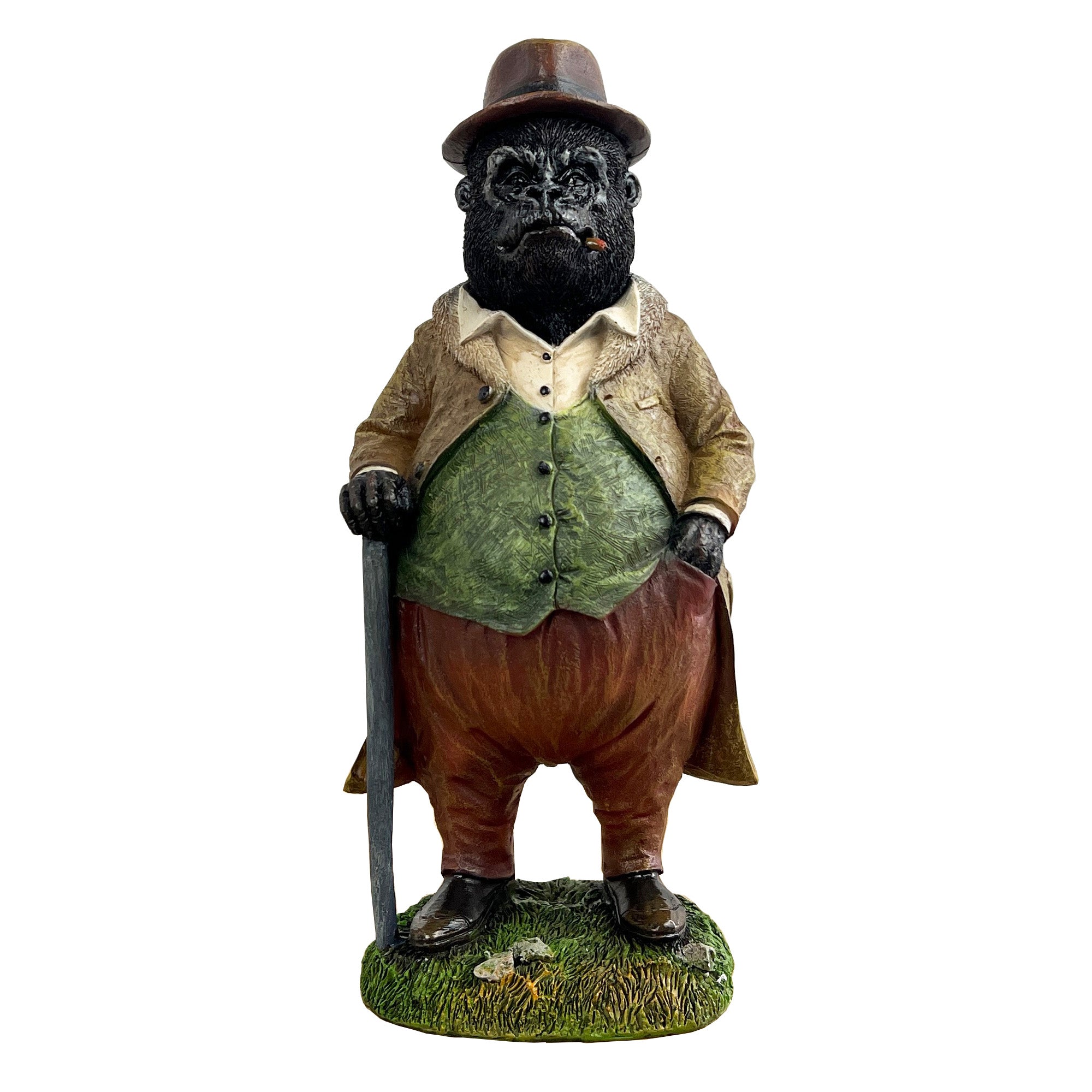 28cm Country Gentlemen Gorilla Ornament - Resin
