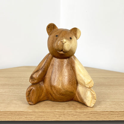 Hand Carved Wooden Bear Ornament