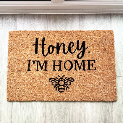 Honey I'm Home Bee Themed Coir Doormat - 60 x 40cm