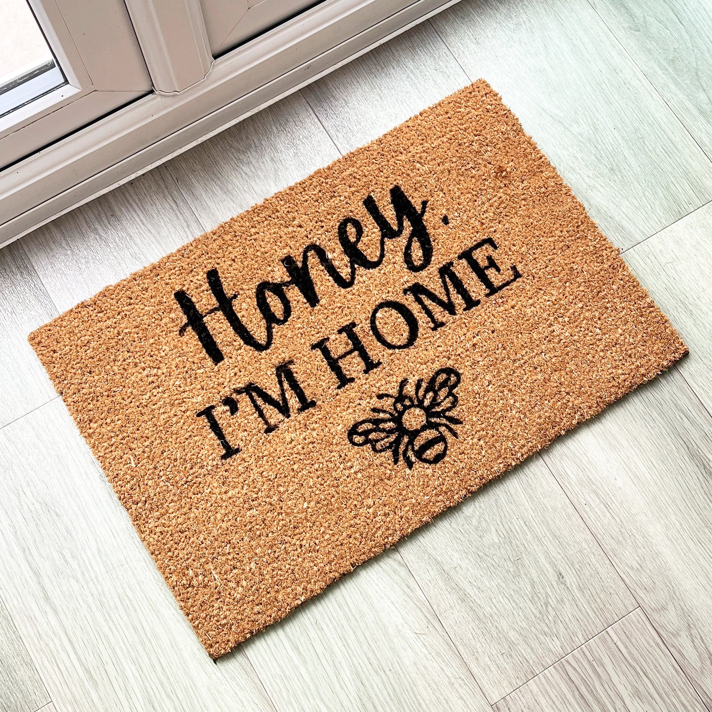 Honey I'm Home Bee Themed Coir Doormat - 60 x 40cm