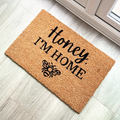 Honey I'm Home Bee Themed Coir Doormat - 60 x 40cm