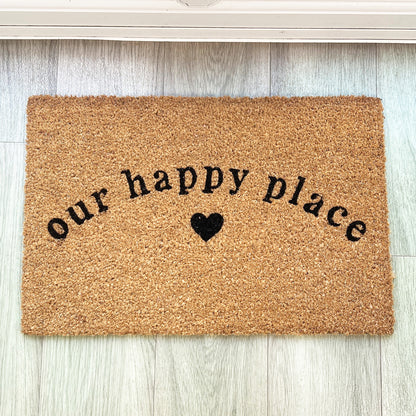 'This is our Happy Place' 🖤 Coir Doormat - 60 x 40cm