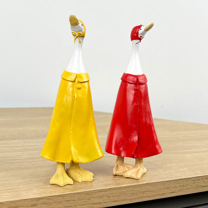 Set of 2 Raincoat Duck Ornaments – Resin