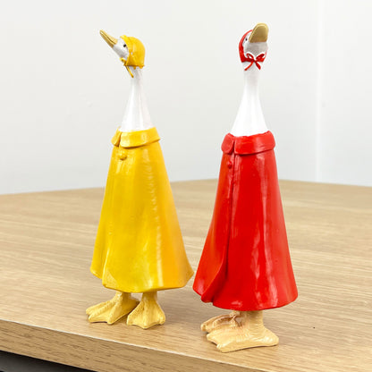 Set of 2 Raincoat Duck Ornaments – Resin