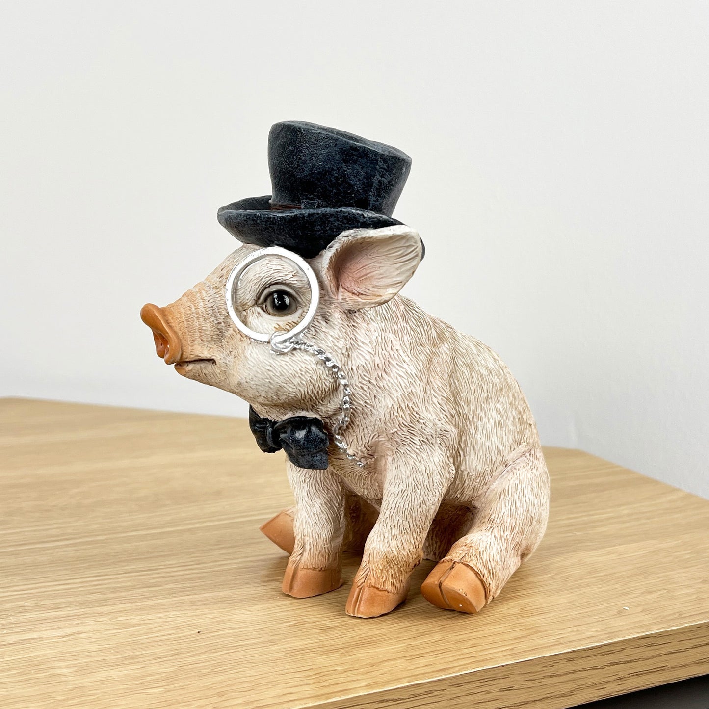 16cm Top Hat Pig Ornament - Resin