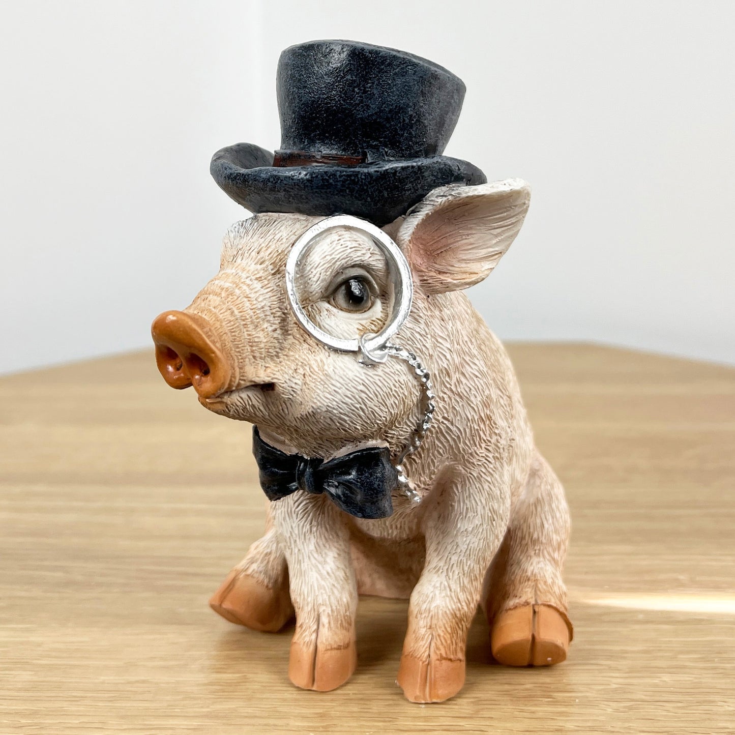 16cm Top Hat Pig Ornament - Resin