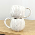 2 x Ceramic Pumpkin Mugs - Cream with Black Speckles