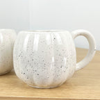 2 x Ceramic Pumpkin Mugs - Cream with Black Speckles