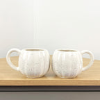 2 x Ceramic Pumpkin Mugs - Cream with Black Speckles