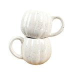2 x Ceramic Pumpkin Mugs - Cream with Black Speckles