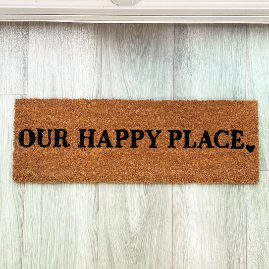 Our Happy Place 🖤 Coir Step Doormat - 60 x 20cm